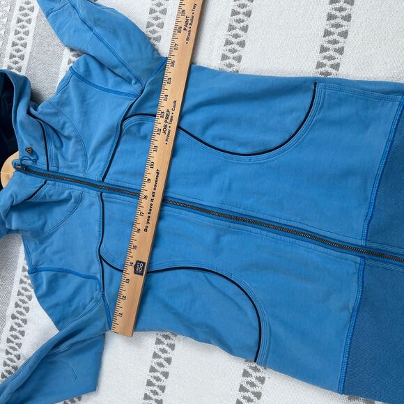 Lululemon Scuba Hoodie Full Zip Jacket Women's 6 Blue Thumbhole Contrast Stitch - Picture 5 of 13